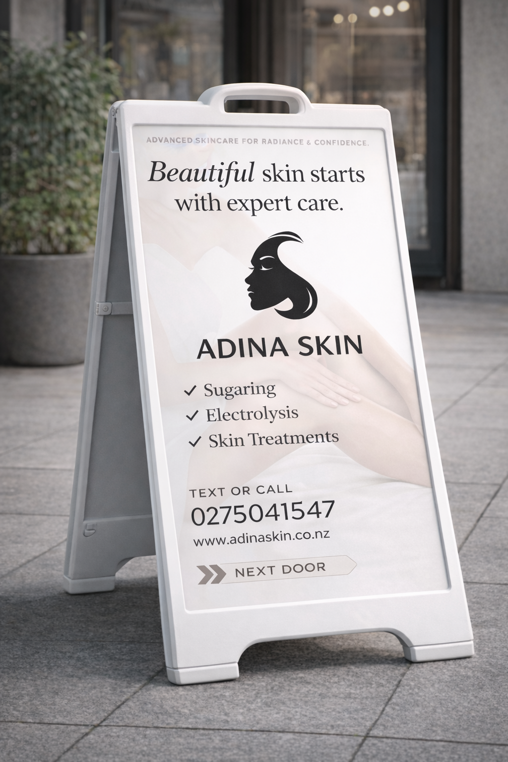 Adina Skin footpath sign